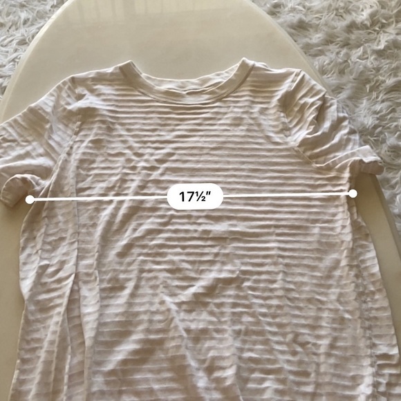 Lululemon White Sheer Striped Short Sleeve Top Tunic Size 8 - Picture 7 of 7
